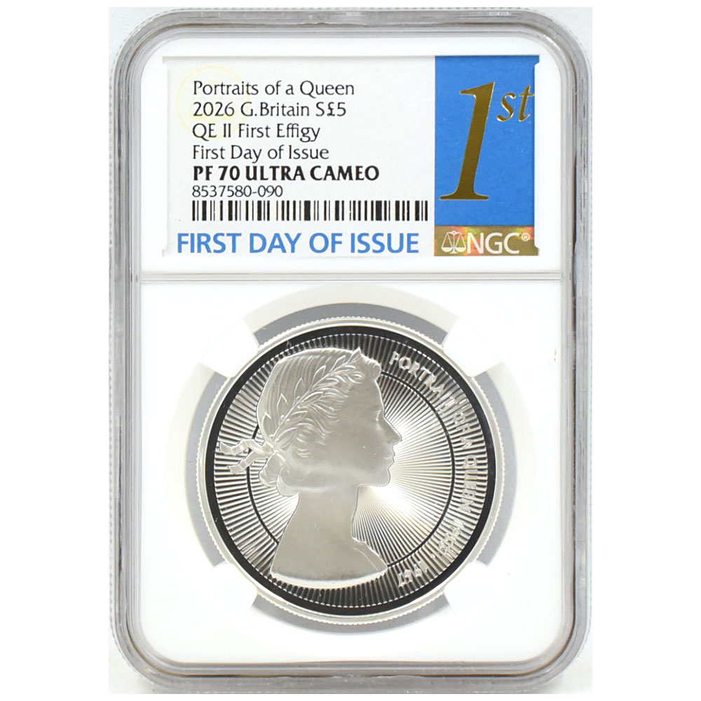イギリス 2026 チャールズ3世 5ポンド 銀貨 NGC PF70UC エリザベス2世