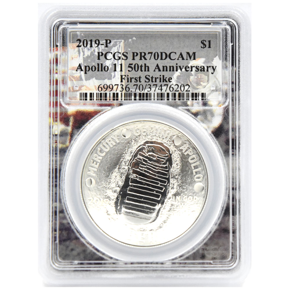 アメリカ 2019 1ドル 銀貨 PCGS PR70DCAM アポロ11号月面着陸50周年
