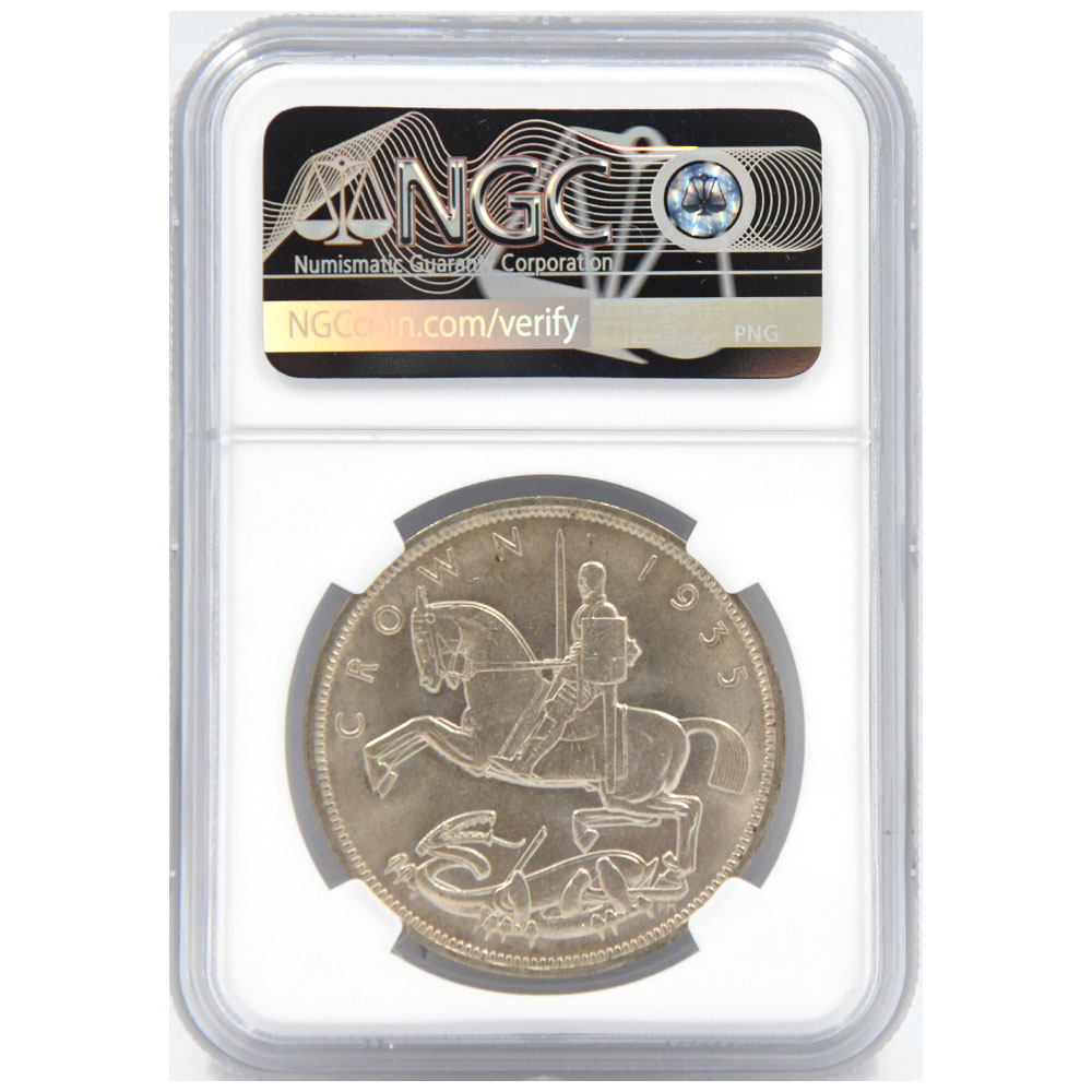 イギリス 1935 ジョージ5世 クラウン 銀貨 NGC MS65 シルバー