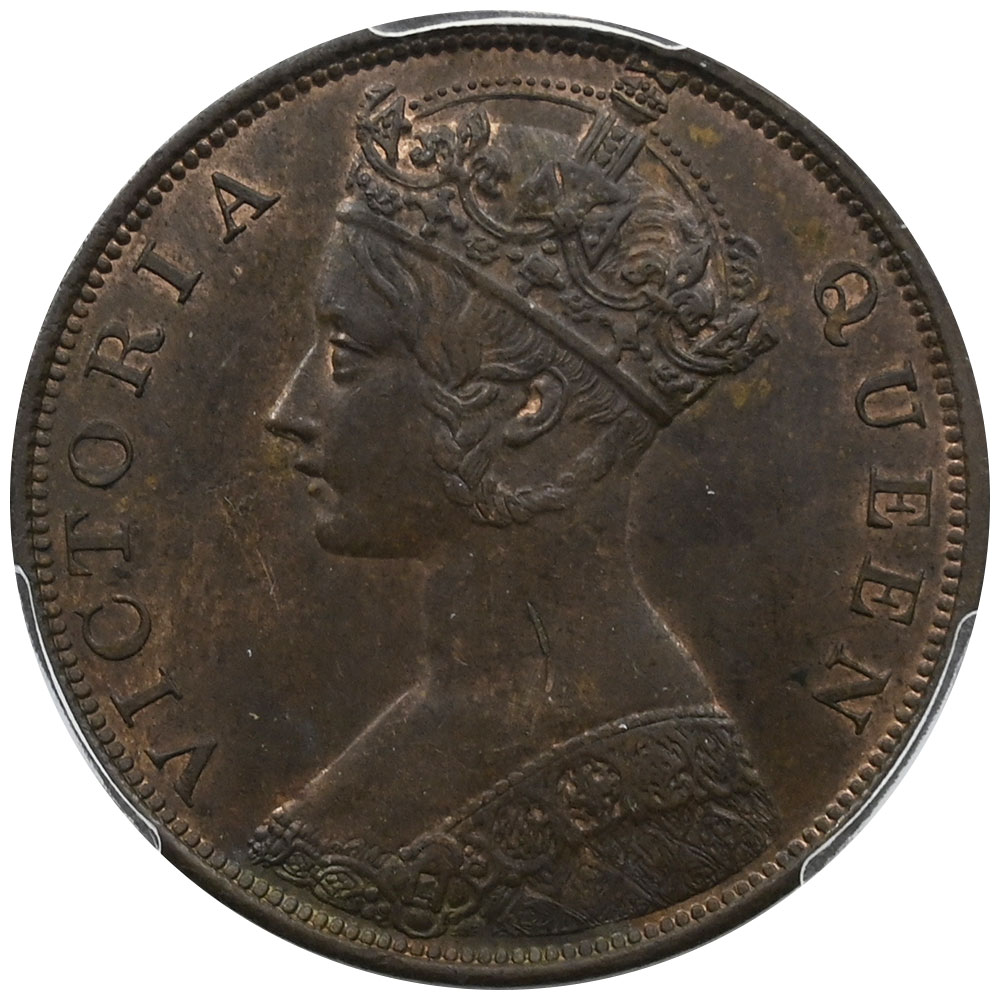 香港 1866 ヴィクトリア女王 1セント 銅貨 PCGS Scrape-UNC Detail