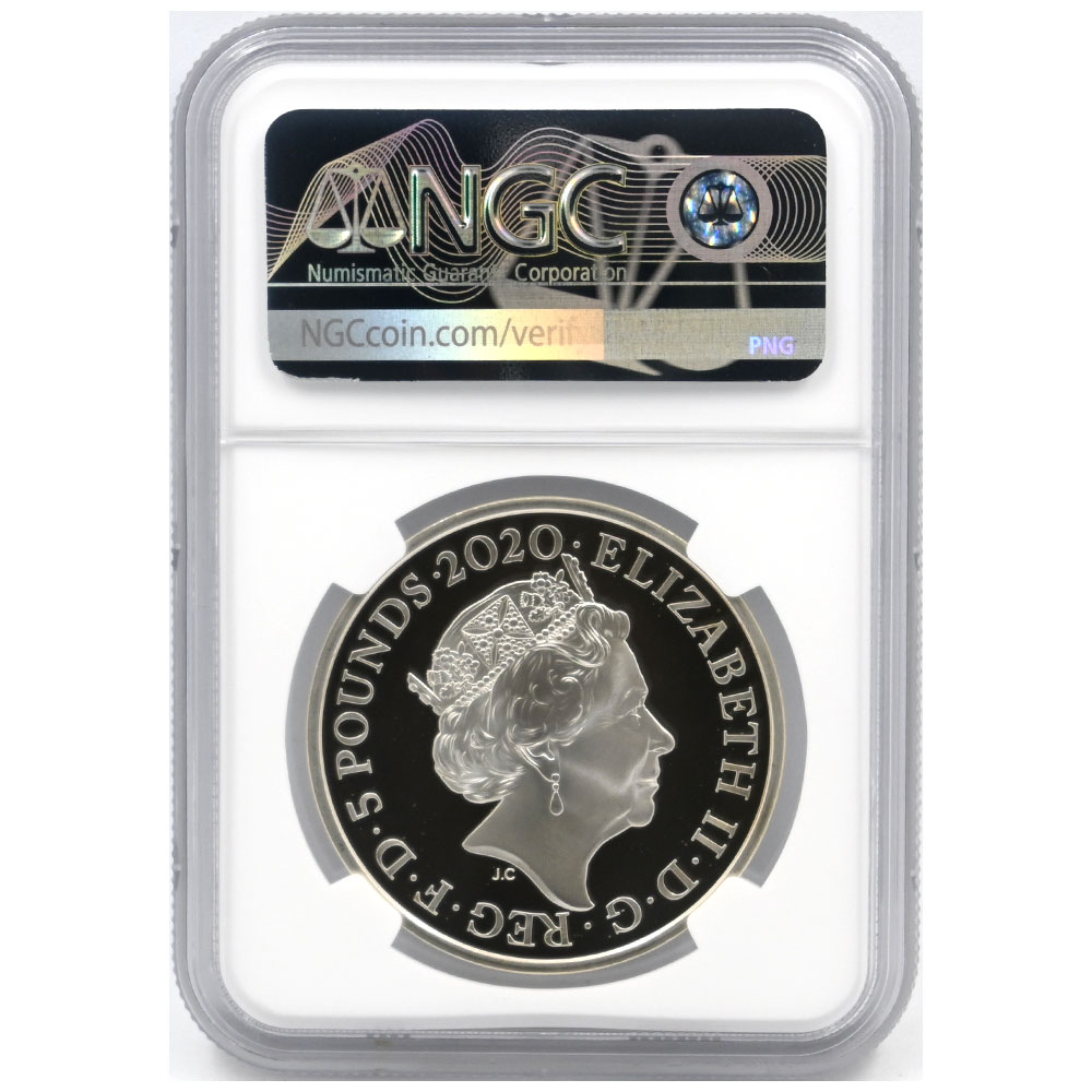 1990年 クイーン マザー 生誕90周年 £5 銀貨 NGC PF69UC 最 安値