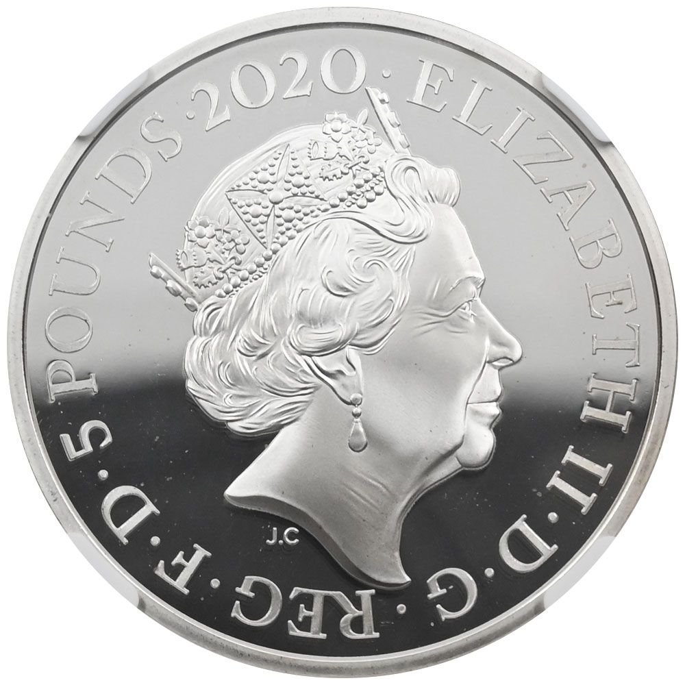 イギリス 2020 エリザベス2世 5ポンド 銀貨 NGC PF69UC ジョージ3世