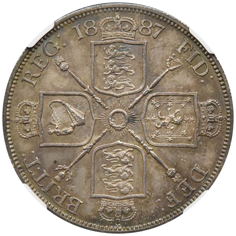 1887年 イギリス NGC MS62 ヴィクトリア女王 1クラウン 銀貨 イギリス