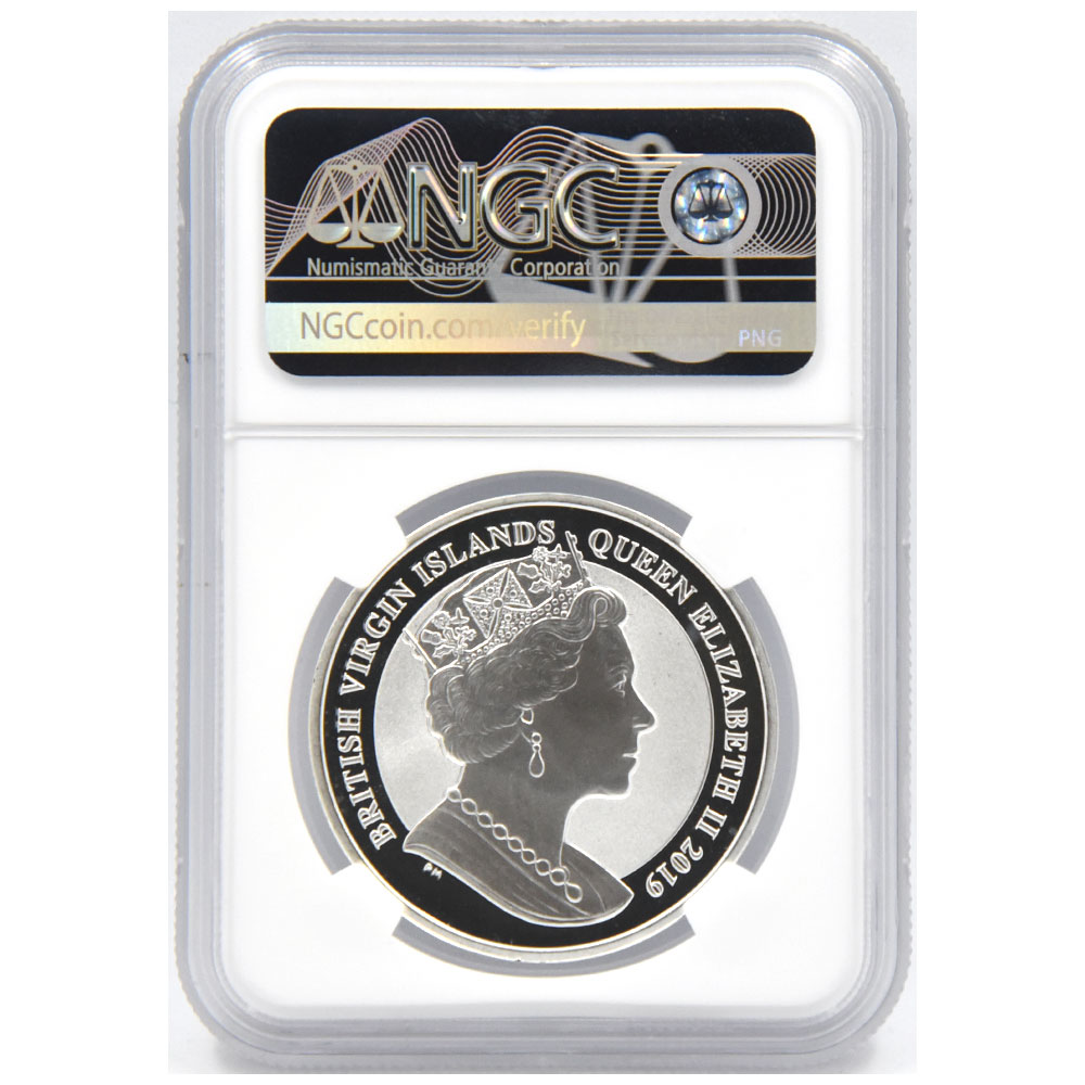 バージン諸島 2019PM エリザベス2世 1ドル 銀貨 NGC REVERSE PF 69