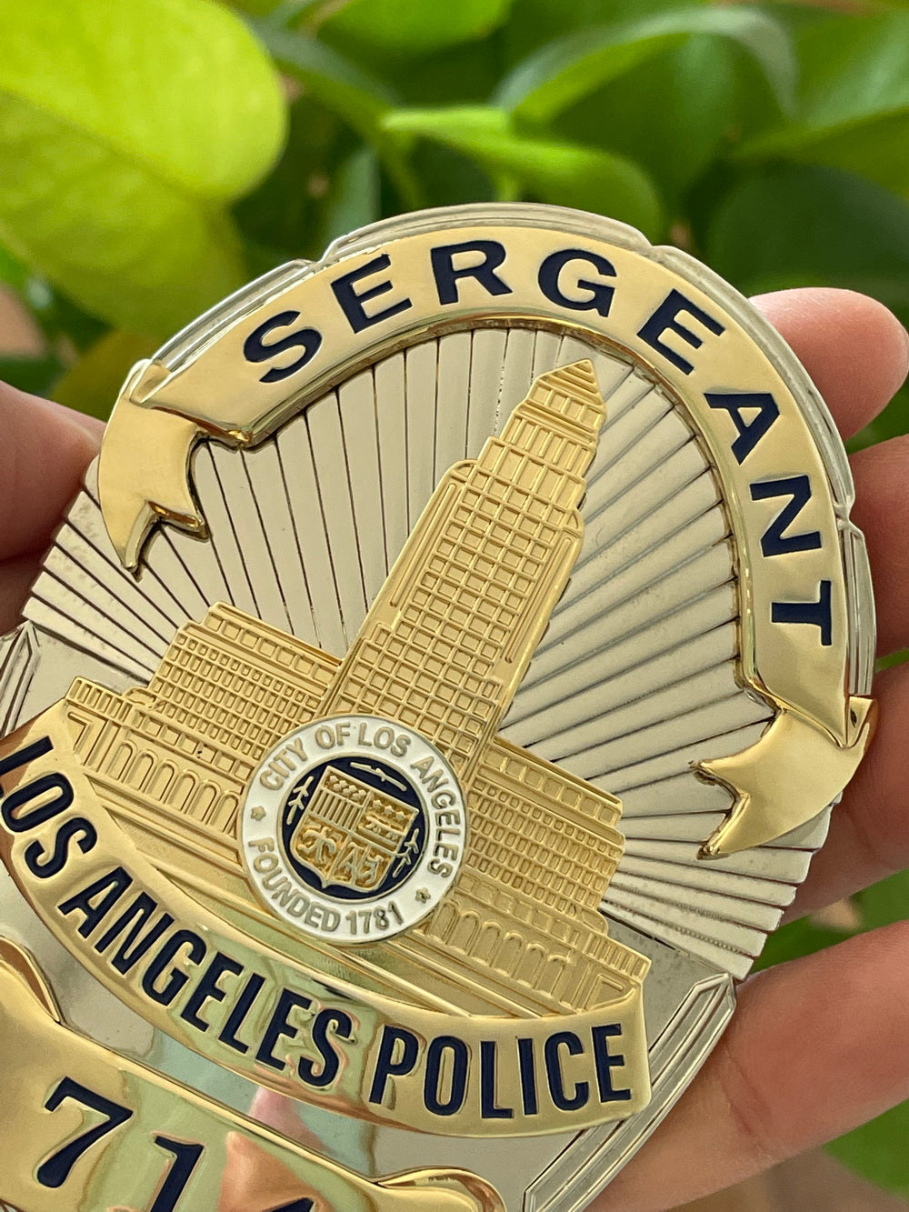 LAPD Sergeant #714 Los Angeles Police Badge Solid Copper Replica