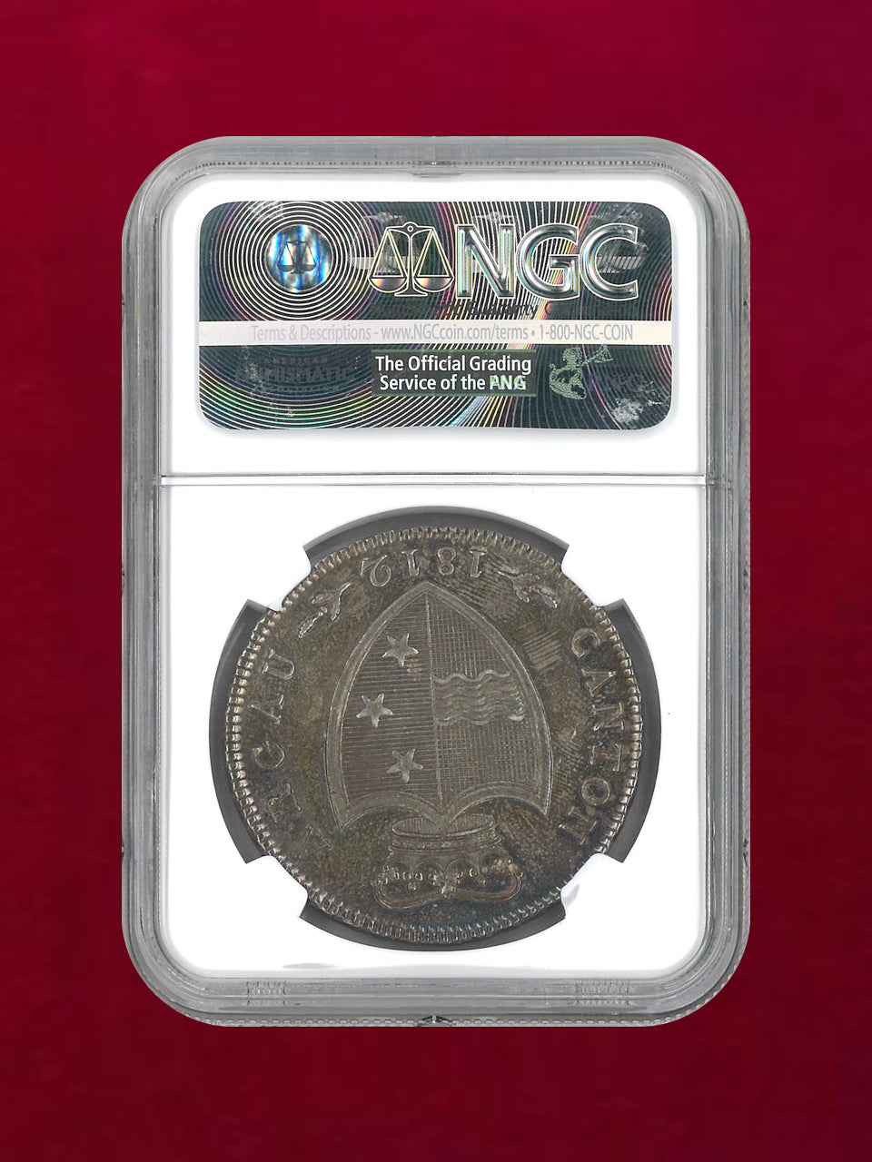 スイス・アールガウ】4フラン 銀貨 AARGAU 1812 NGC AU DETAILS