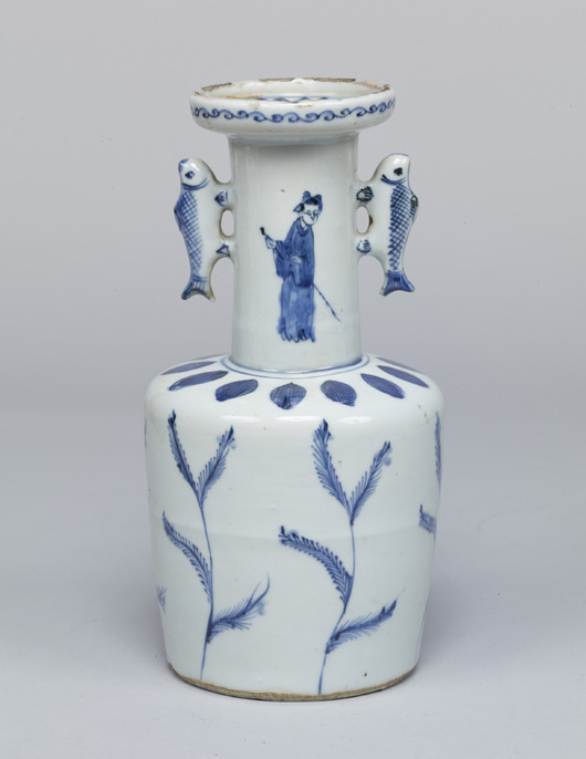 青花瓷器中古品高30センチ巾10センチ口9センチ 青花瓷器中古品高30