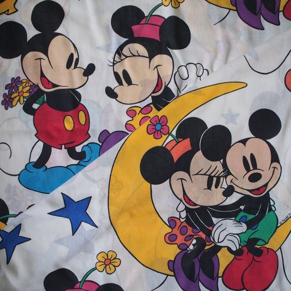 稀少！60s〜 Disney ミッキー 総柄 ヴィンテージシーツ 大判 USA 稀少