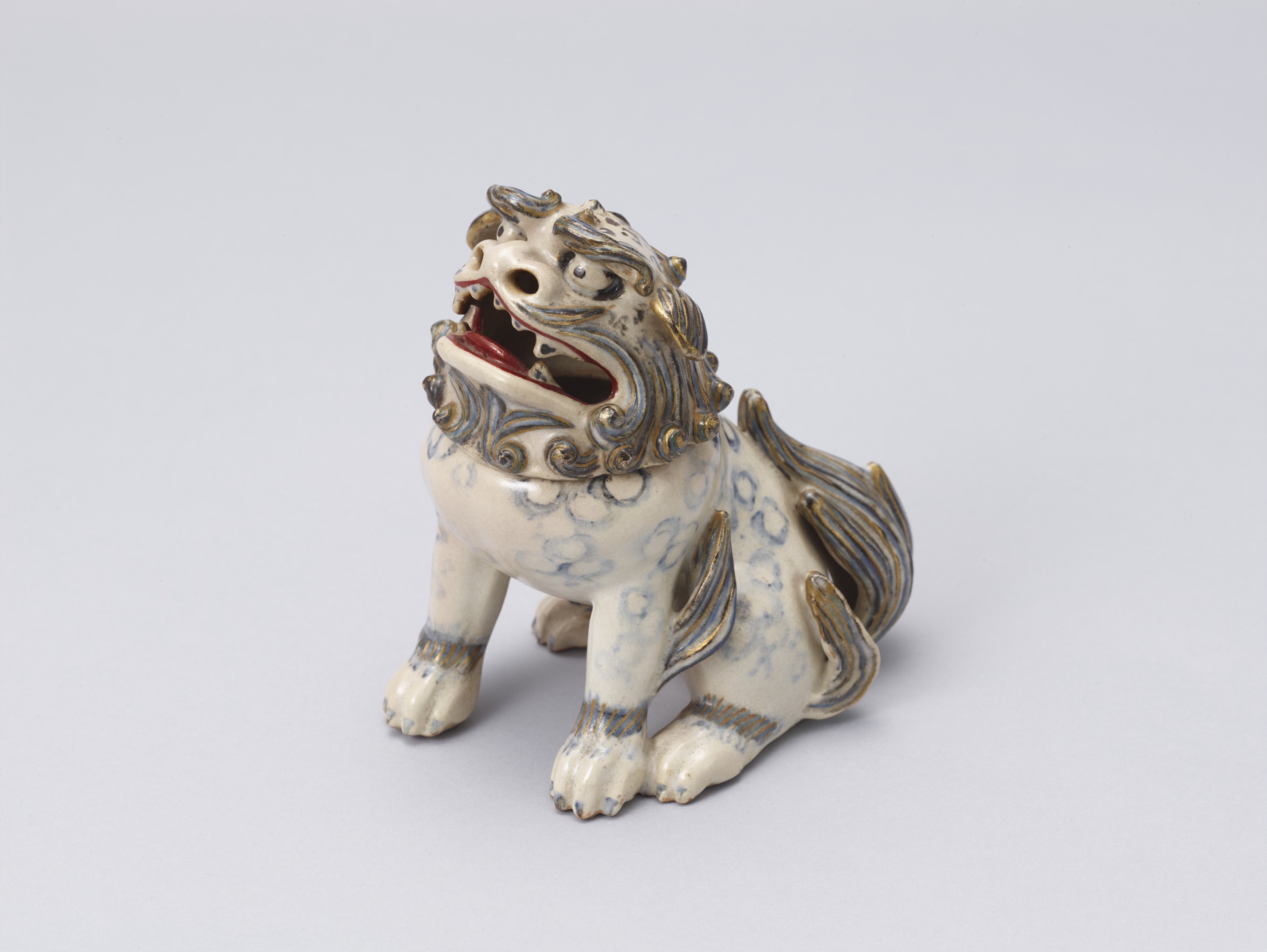 香炉□古い獅子香炉 (江戸期) 透かし獅子頭火屋 古陶器 四つ足 時代物