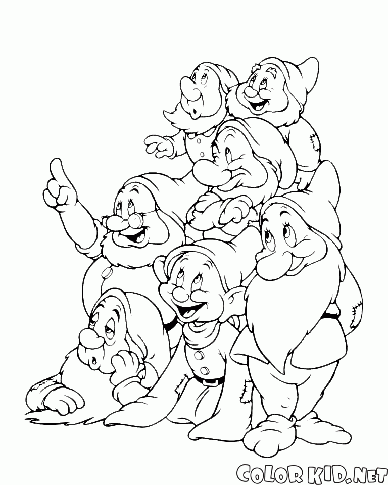 Coloring page - Seven Dwarfs
