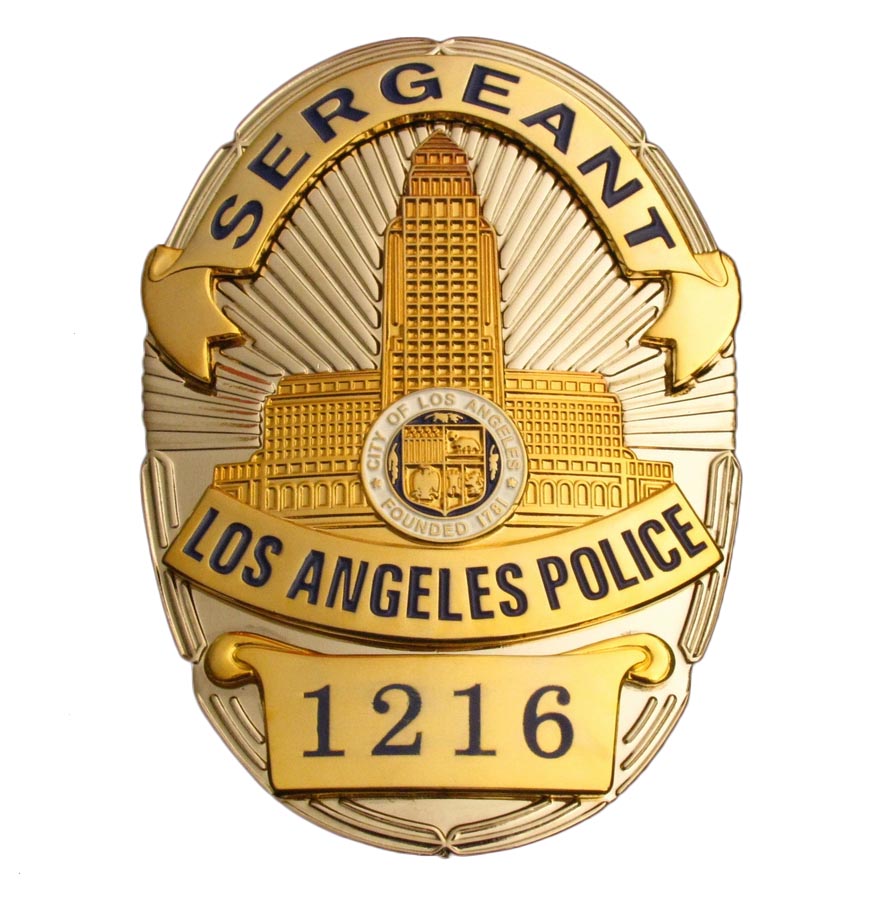LAPD Los Angeles Sergeant Police Badge Replica Movie Props With No