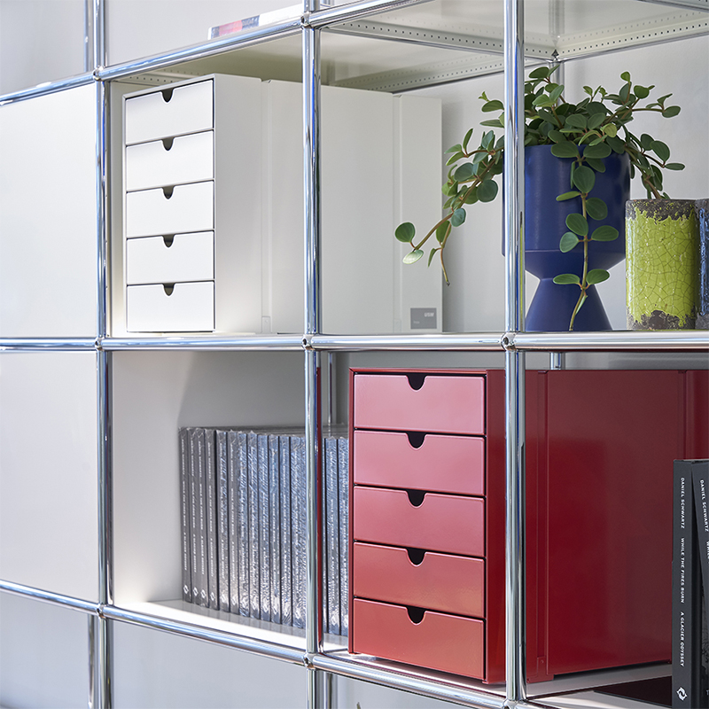 USMイノス ボックスセット 5ドロワー USMルビーレッド｜オフィス