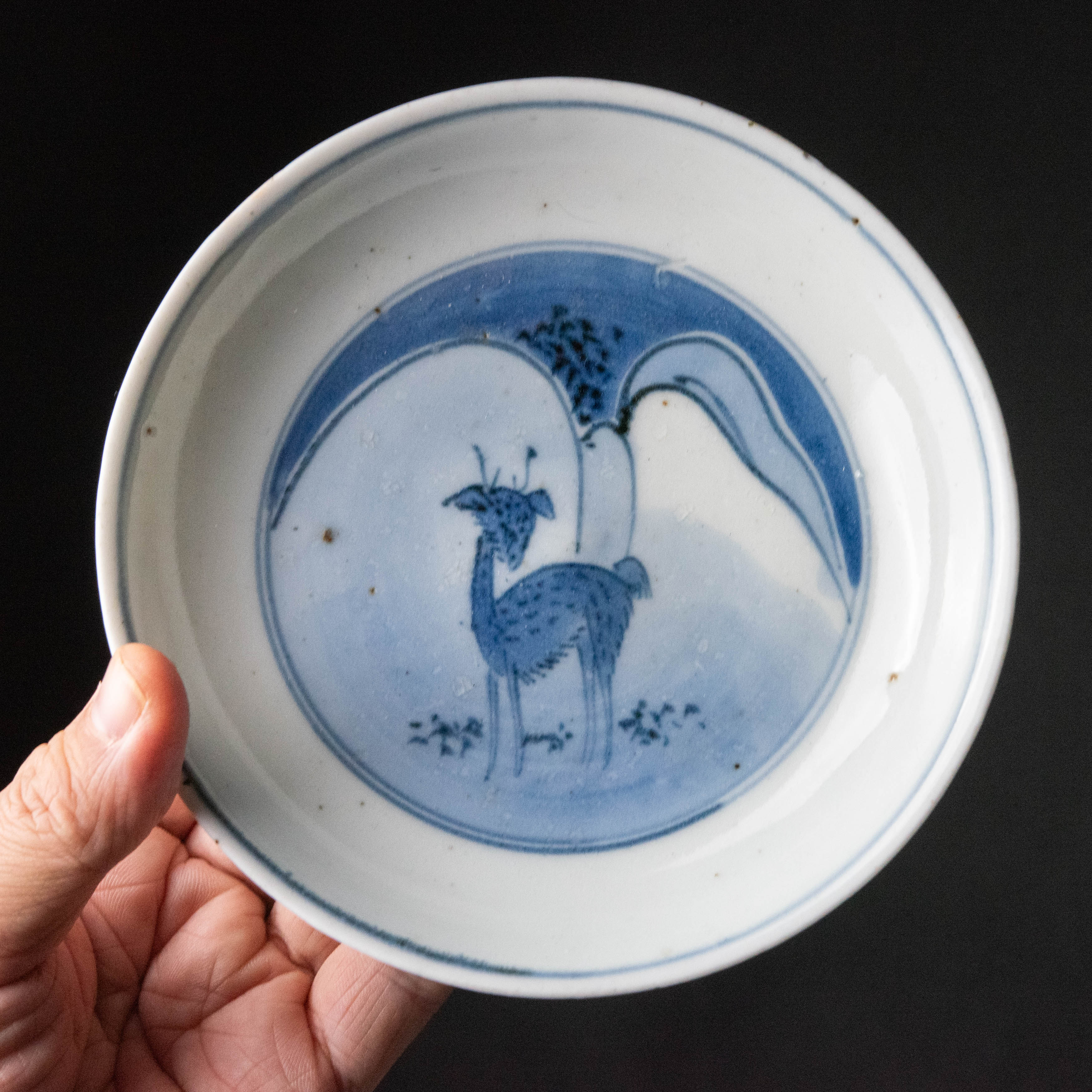陶磁器 :: 古伊万里 藍九谷 鹿文 皿 | COTTOU.JP 骨董の通販マーケット