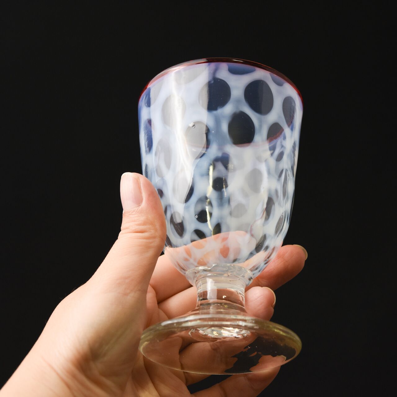 ガラス :: 水玉文赤縁なつめ形氷コップ | COTTOU.JP 骨董の通販