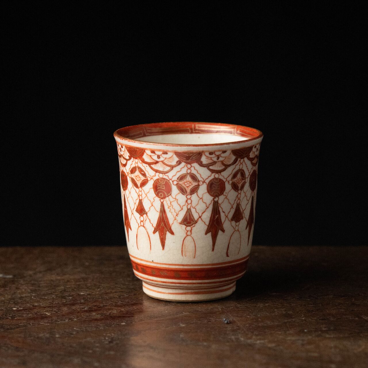 九谷焼 古九谷 角福銘 赤絵金彩 人物文 盃 一對 共箱 V 9544 九谷焼 古