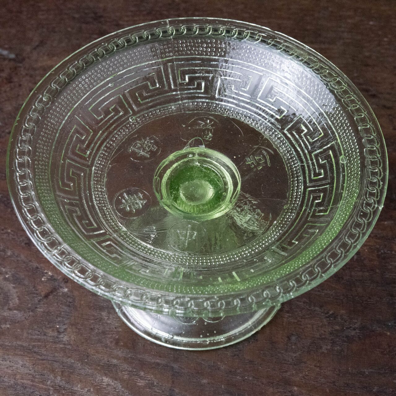 ガラス :: 雷と猪の目文 中華魁製造 ウランガラス コンポート | COTTOU