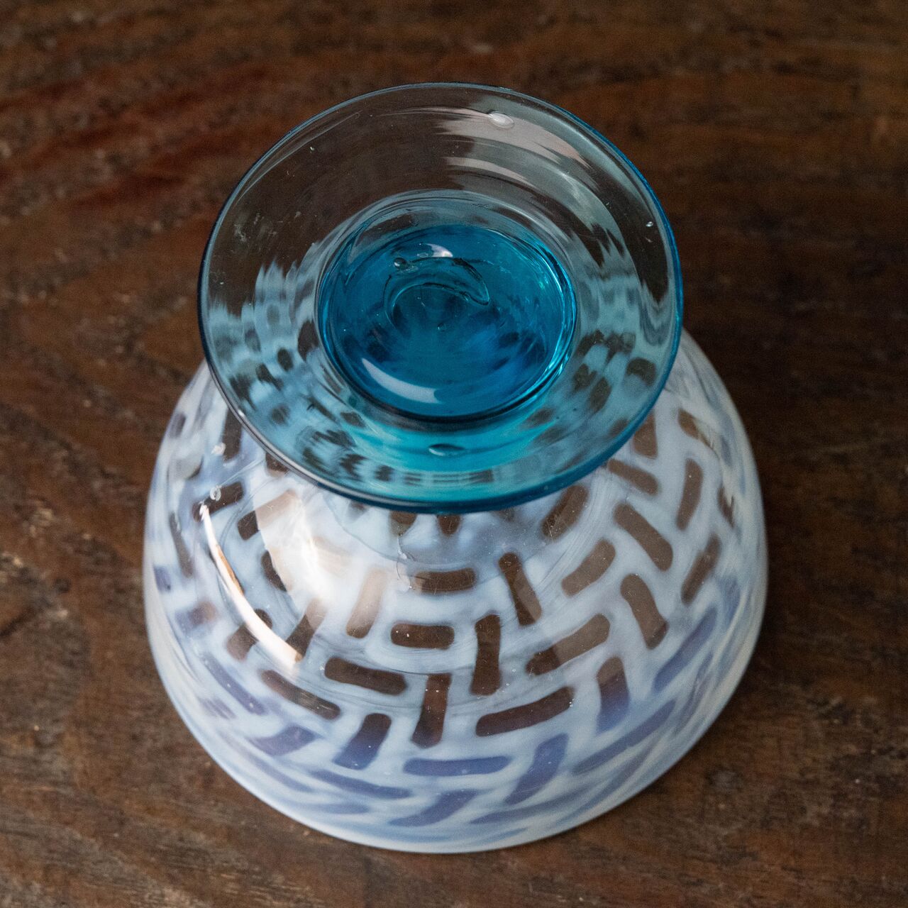 ご成約】水色 花縁 碗形 氷コップとガラス匙、プレス皿 骨董の器 お