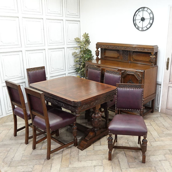 1920年頃 オーク材 イギリス アンティーク・ダイニングセット