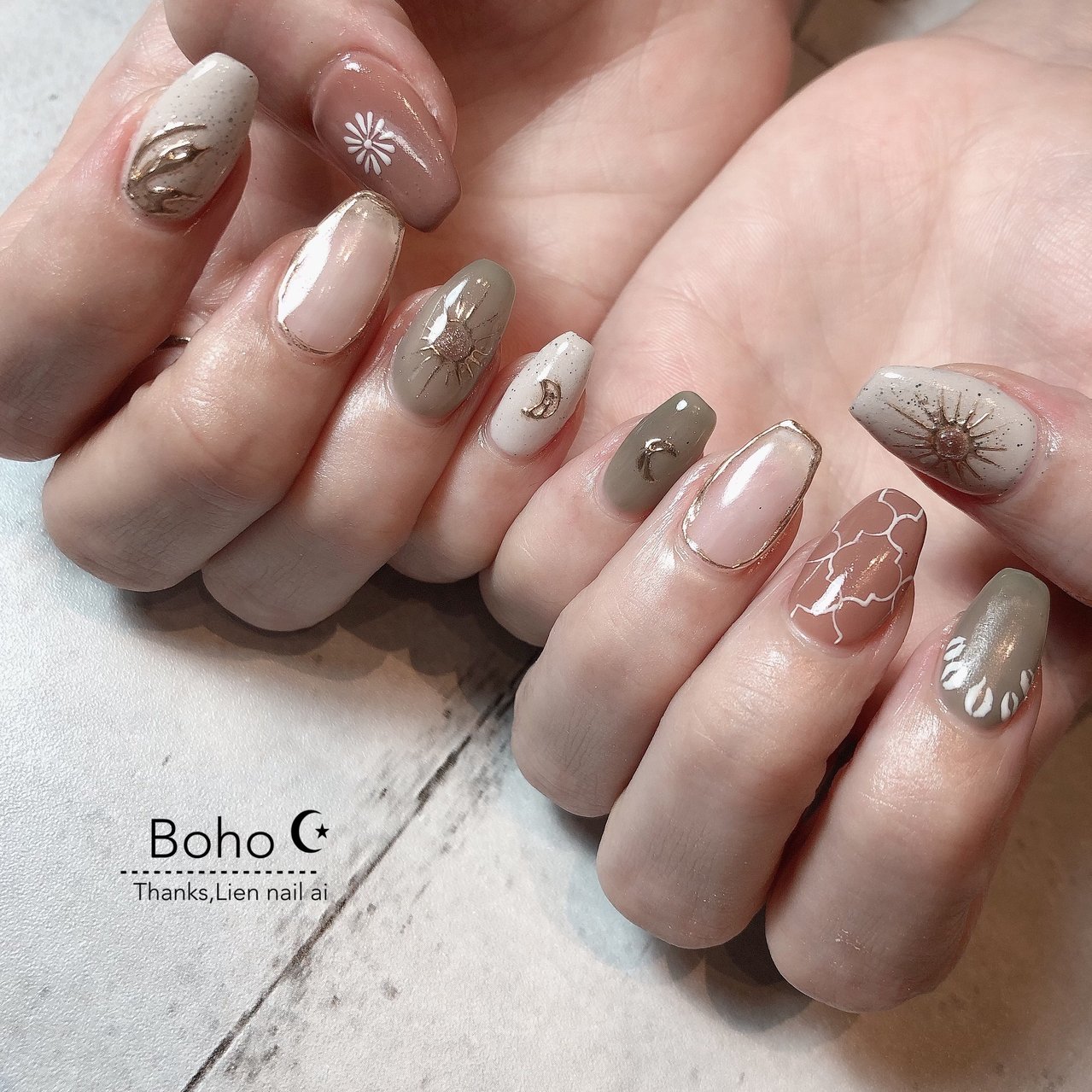 夏/ハンド/エスニック/ボヘミアン/ジェルネイル - I.のネイルデザイン