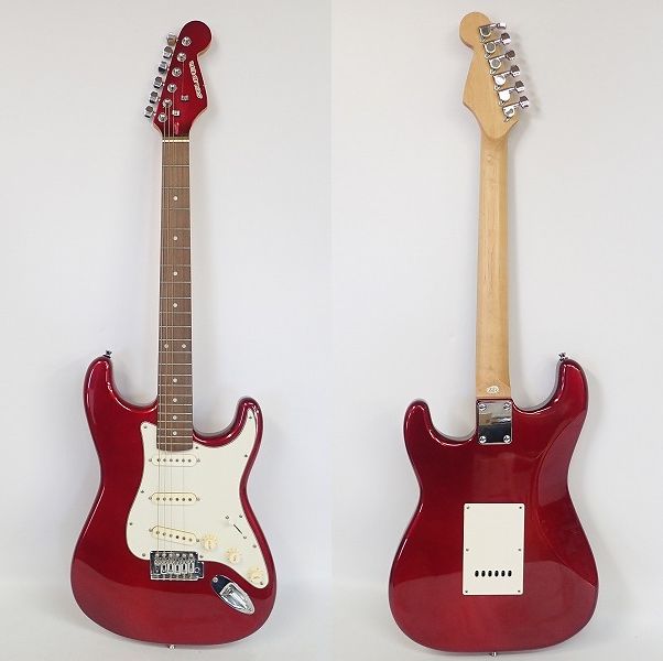 エレキギター メタリックレッド ストラトキャスタータイプ ロック式