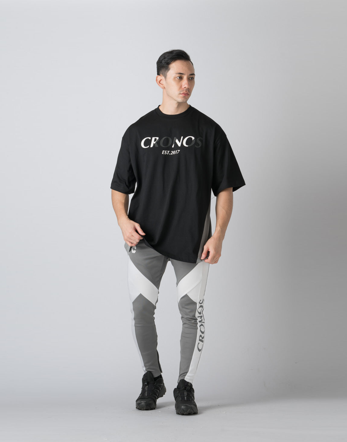 CRONOS FRONT BACK CONTRAST T-SHIRT【BLACK】