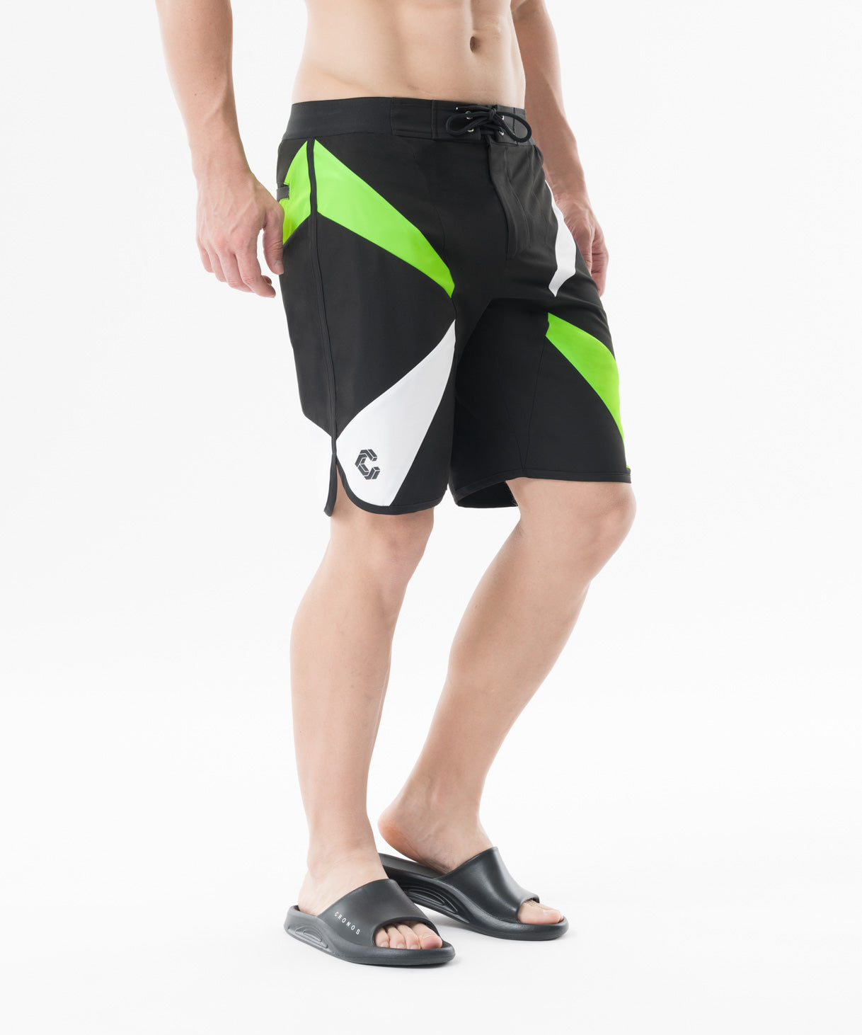 CRONOS Cross Panel Competition Shorts【BLACK×GREEN】