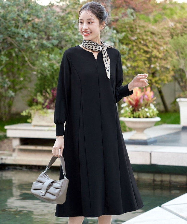 ストレッチジョーゼット】 シフォン袖ワンピース / Tiaclasse L