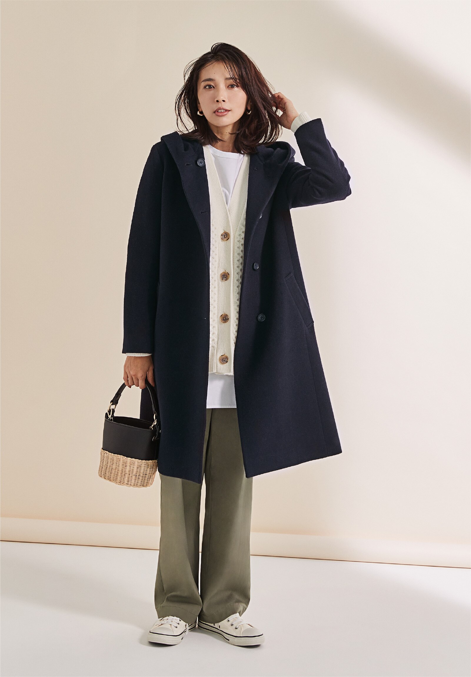 DUSANドュサン＊最高級カシミヤ100% オープンフロントガウンコート 65