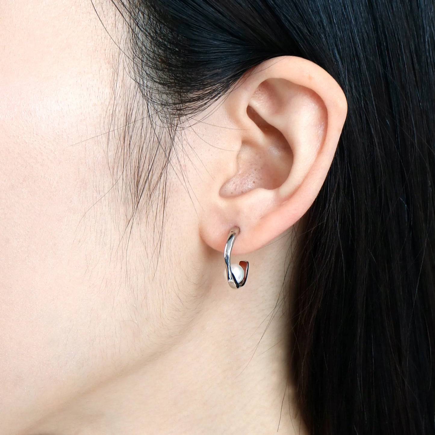 crossfor公式】ハーフフープピアス パール サージカルステンレス製