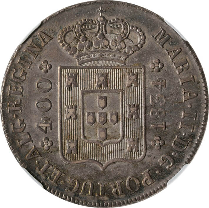 1862年 ポルトガル 5000レイス NGC AU58 ルイス1世