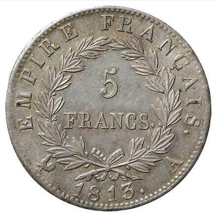 フランス ナポレオン1世(1804-1814.1815) 5フラン銀貨 1813 パリ鋳