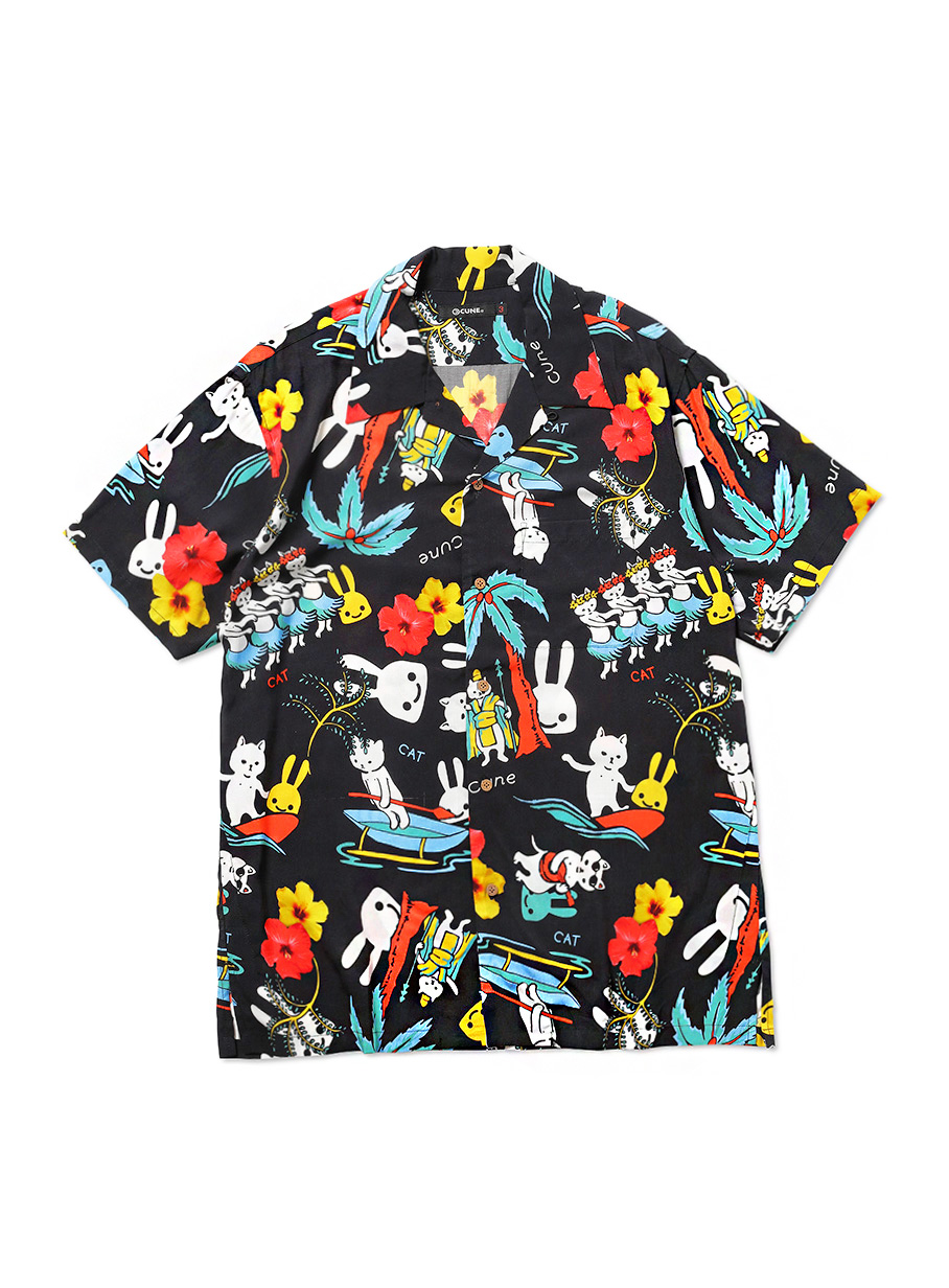 ハワイ猫のアロハシャツ｜ウサギがいる｜CUNE ONLINE STORE