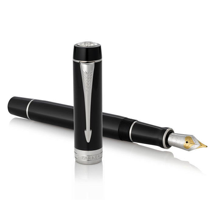 Parker Duofold Classic Fountain Pen Black with Chrome Trim