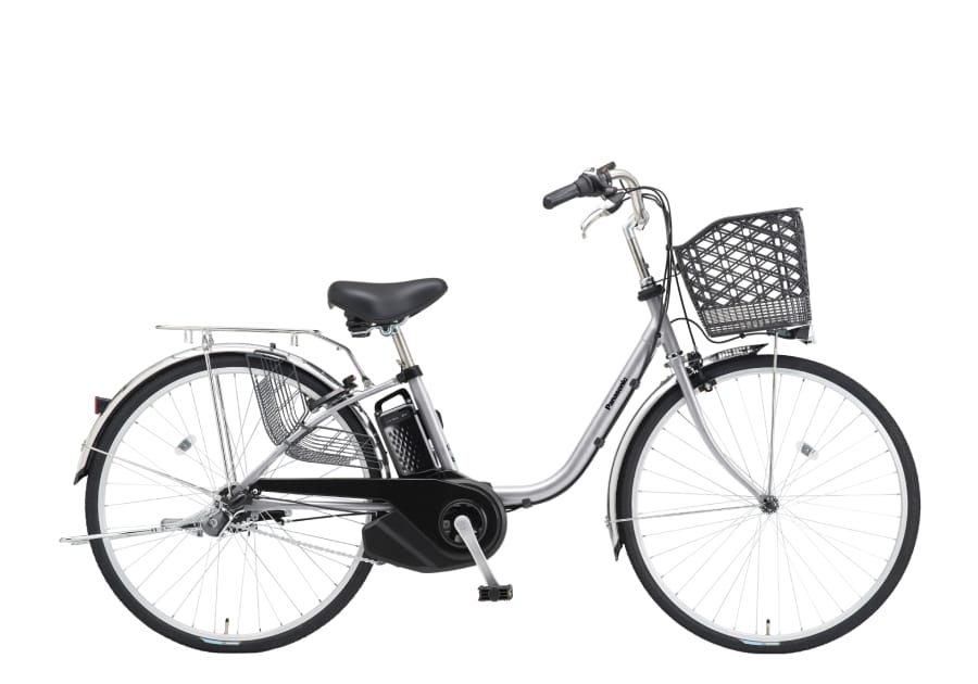 電動アシスト自転車 シルバー 前カゴ付き