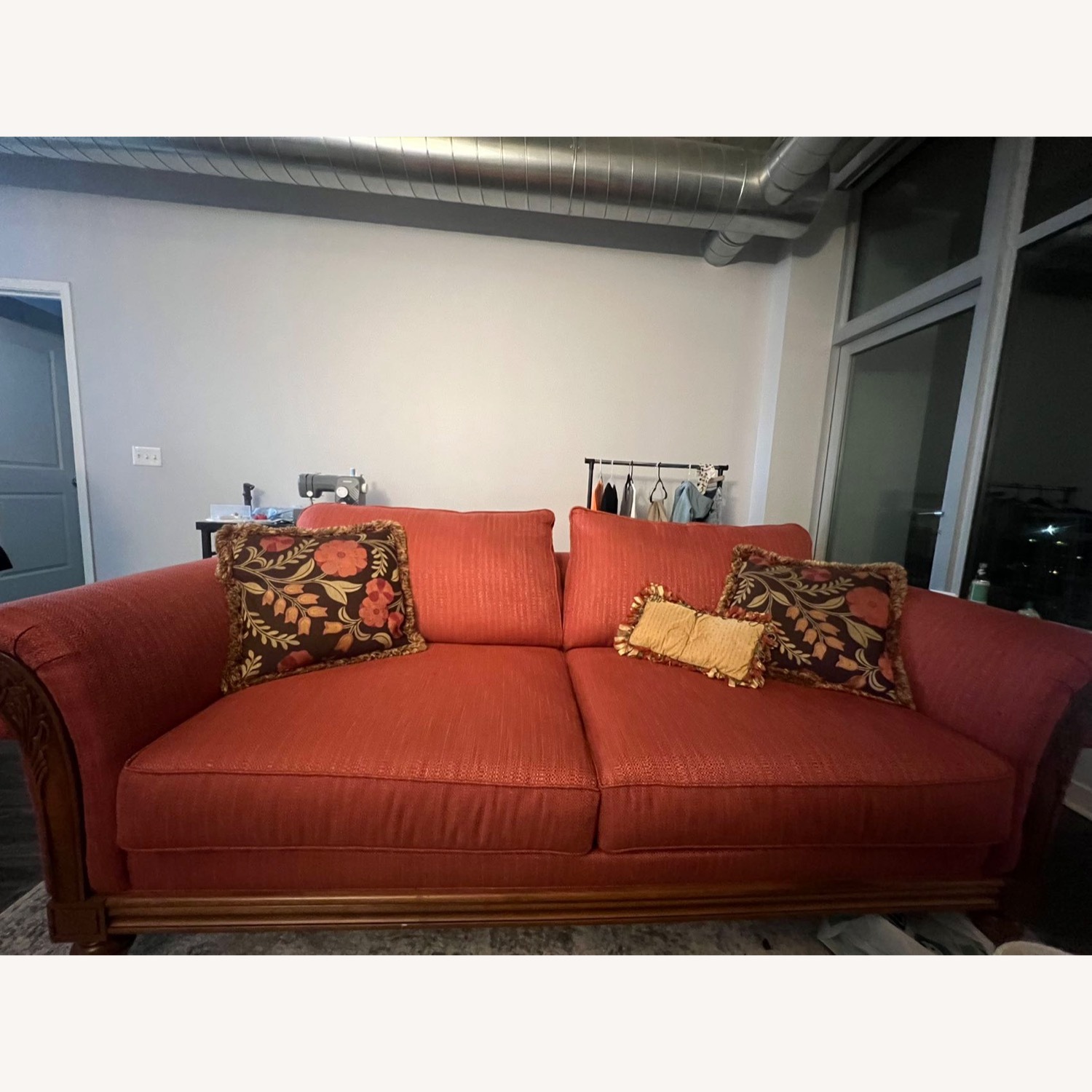 Ethan Allen Red Vintage Two-seat Sofa - AptDeco