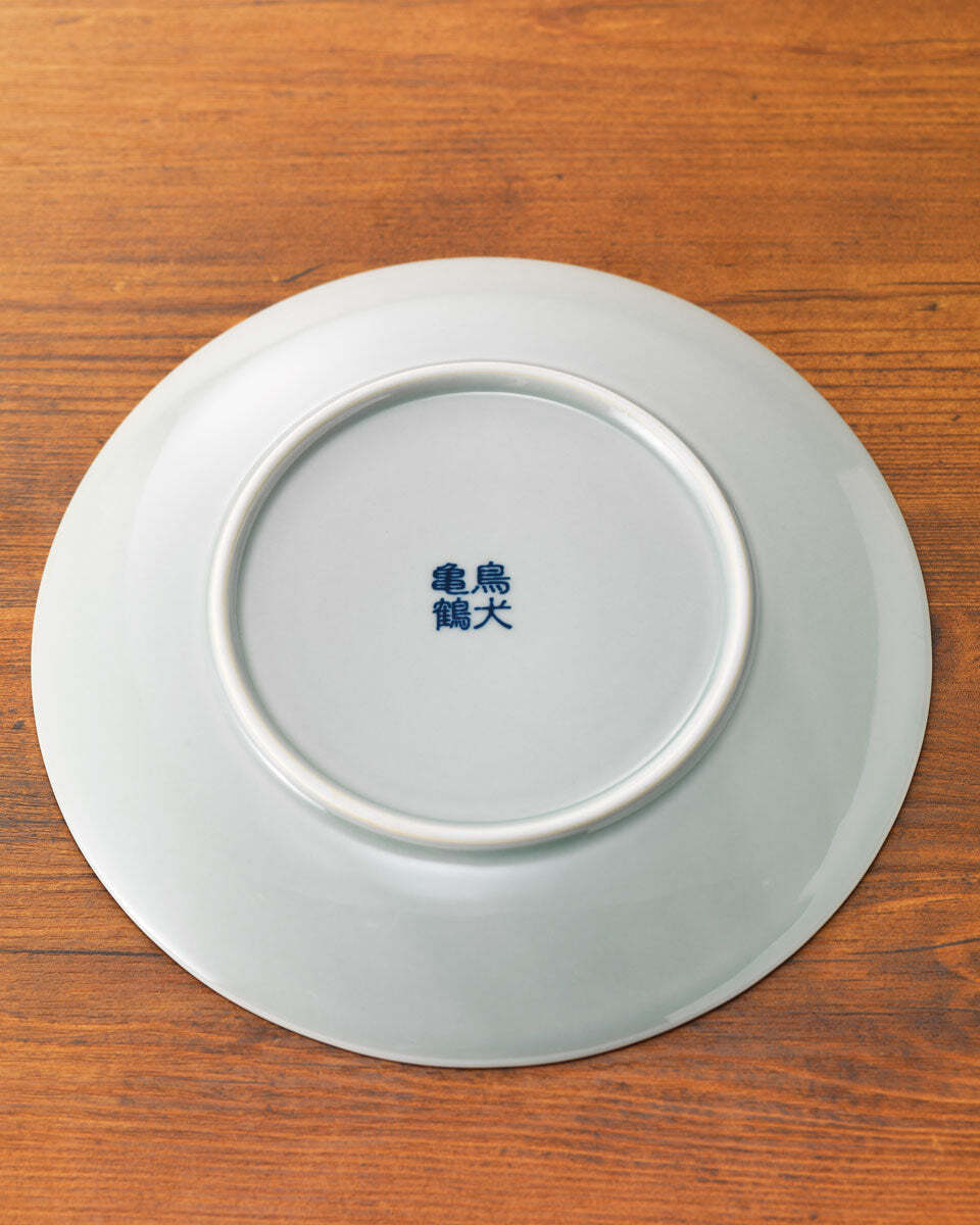 九谷焼 鶴と松 青海波 陶磁器皿 27cm 九谷焼 鶴と松 青海波 陶磁器皿