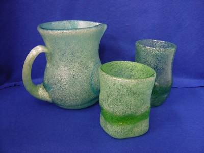 稲嶺盛吉⑨ 琉球 ガラス ビアジョッキ 名工 稲嶺盛吉作 茶泡花瓶