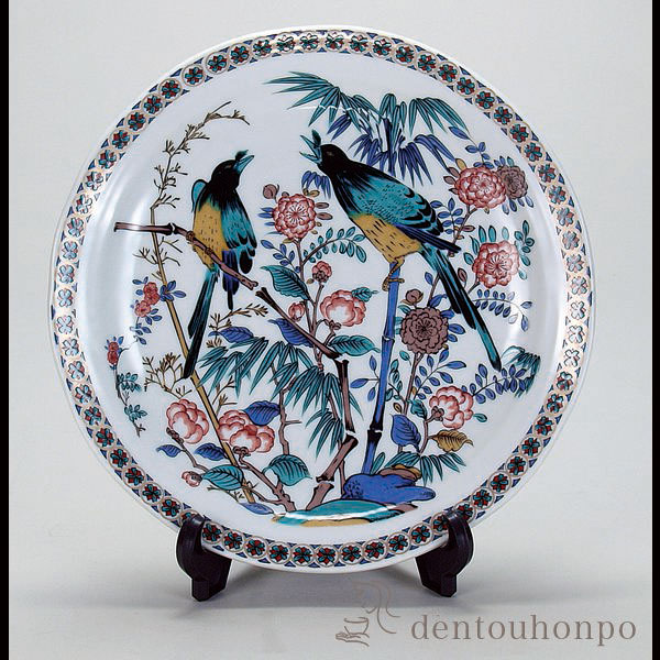 九谷 古九谷 青九谷 色絵 大皿 花の図 九谷 古九谷 青九谷 色絵