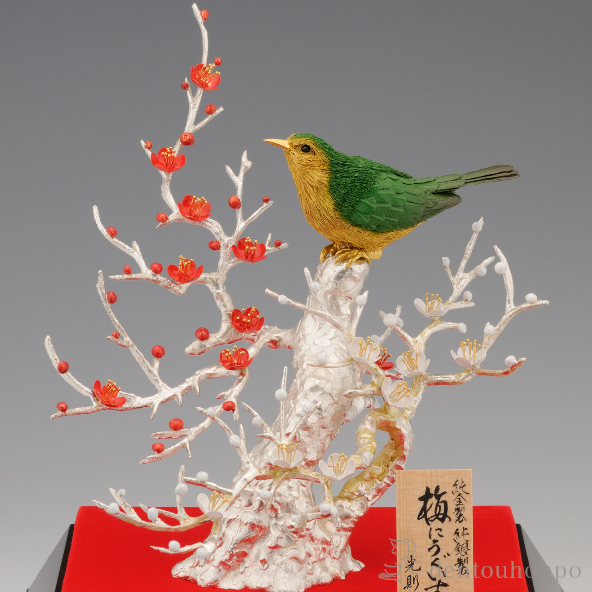 送料無料】 純金 梅にうぐいす 彩色 60g / 高級 コレクション 美術品