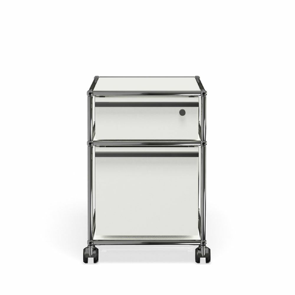 USM⁄ハラーシステム□ロールボーイデスクワゴン2段鍵なしホワイト白 【2