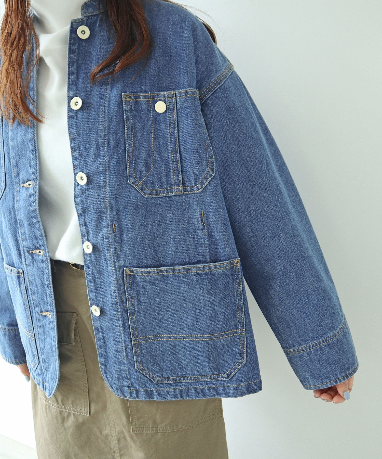 AMBIDEX Store 12.5OZデニム カバーオール (サックス)(S サックス