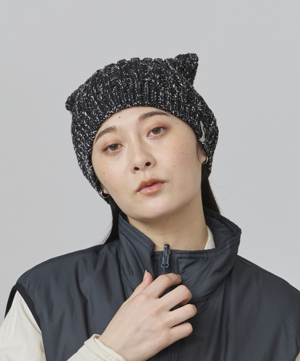 Rosary moon ウール100% ニット帽 ブラック Rosary moon ウール100