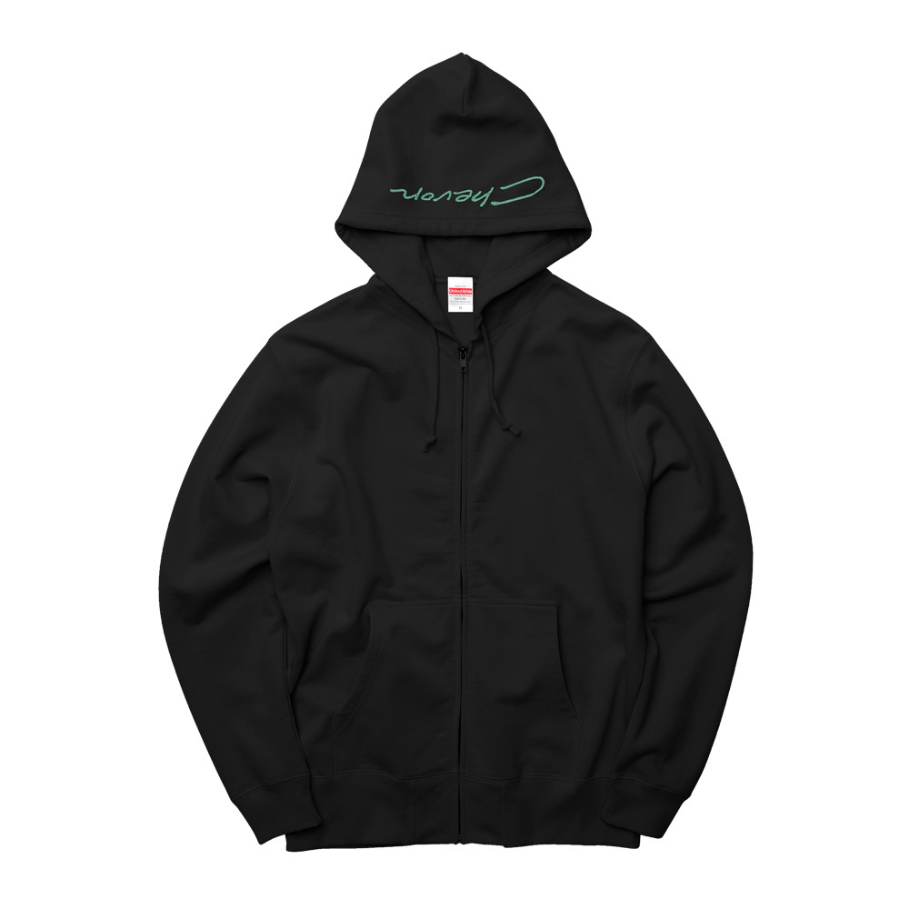 受注生産限定】刺繍ジップパーカー / 緑刺繍 / ブラック | Bonanza Base