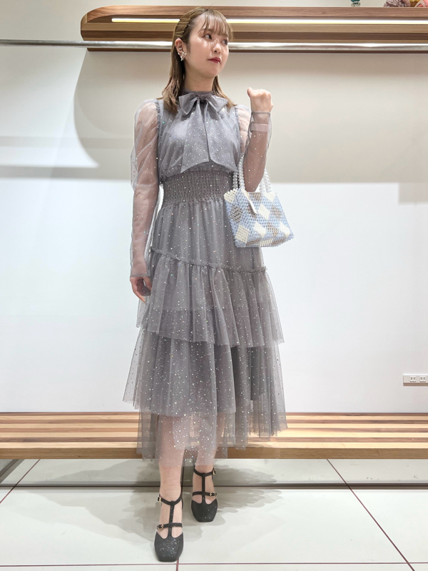 新品 furfur ファーファー ラメチュールドレス グレー ワンピース