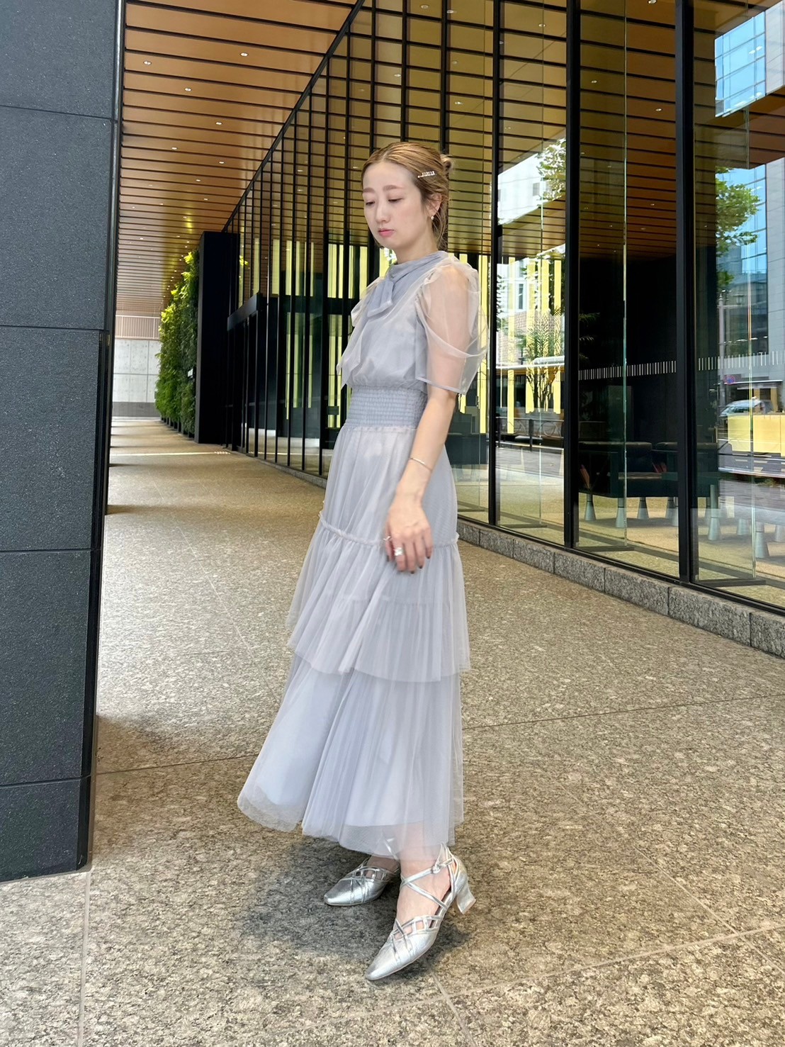 ハーフスリーブチュールドレス(ロングワンピース)｜ワンピース｜FURFUR