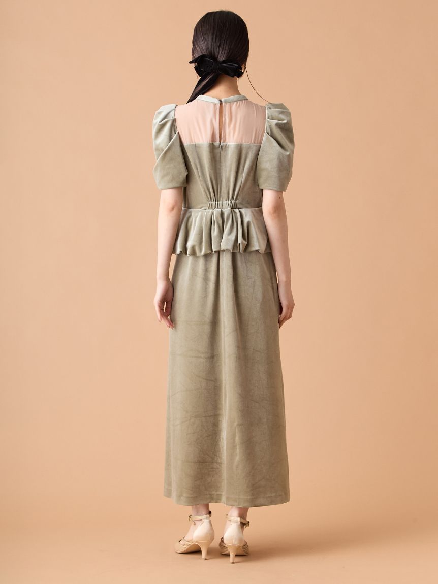 ペプラムベロアドレス(マキシ・ロングワンピース)｜ワンピース｜LILY