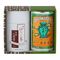 玉露「甘露」・煎茶「嘉木」錻力製茶筒桐箱詰合せ 税込 21,600 円