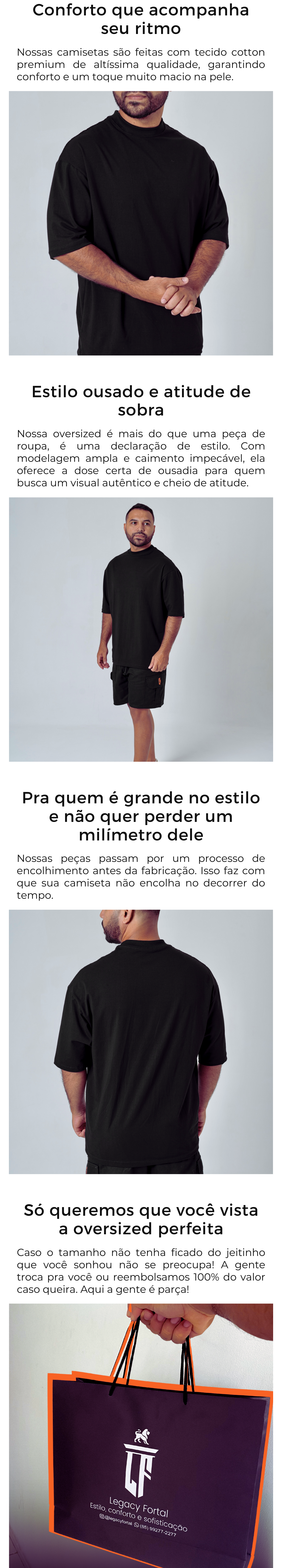 Camiseta Oversized Azul Marinho Lisa - Legacy Fortal