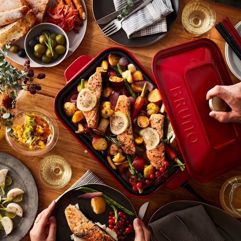 未使用 BRUNO コンパクトホットプレート 角型 BOE021-RD 平面