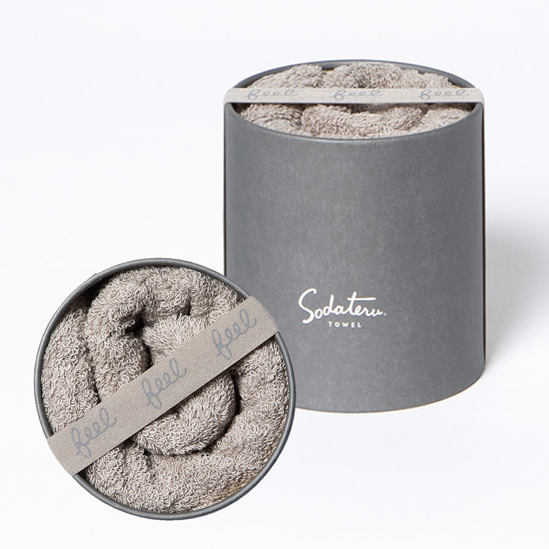 育てるタオル＞feel フェイスタオル：ムーングレージュ(茶系)(ムーン